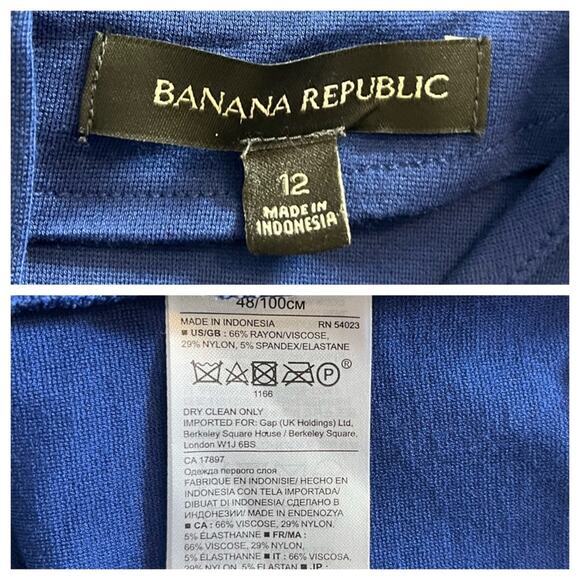 Banana Republic Dress Shift Ponte Knit Short Sleeve Pockets Blue Women’s Size 12 - Picture 10 of 12